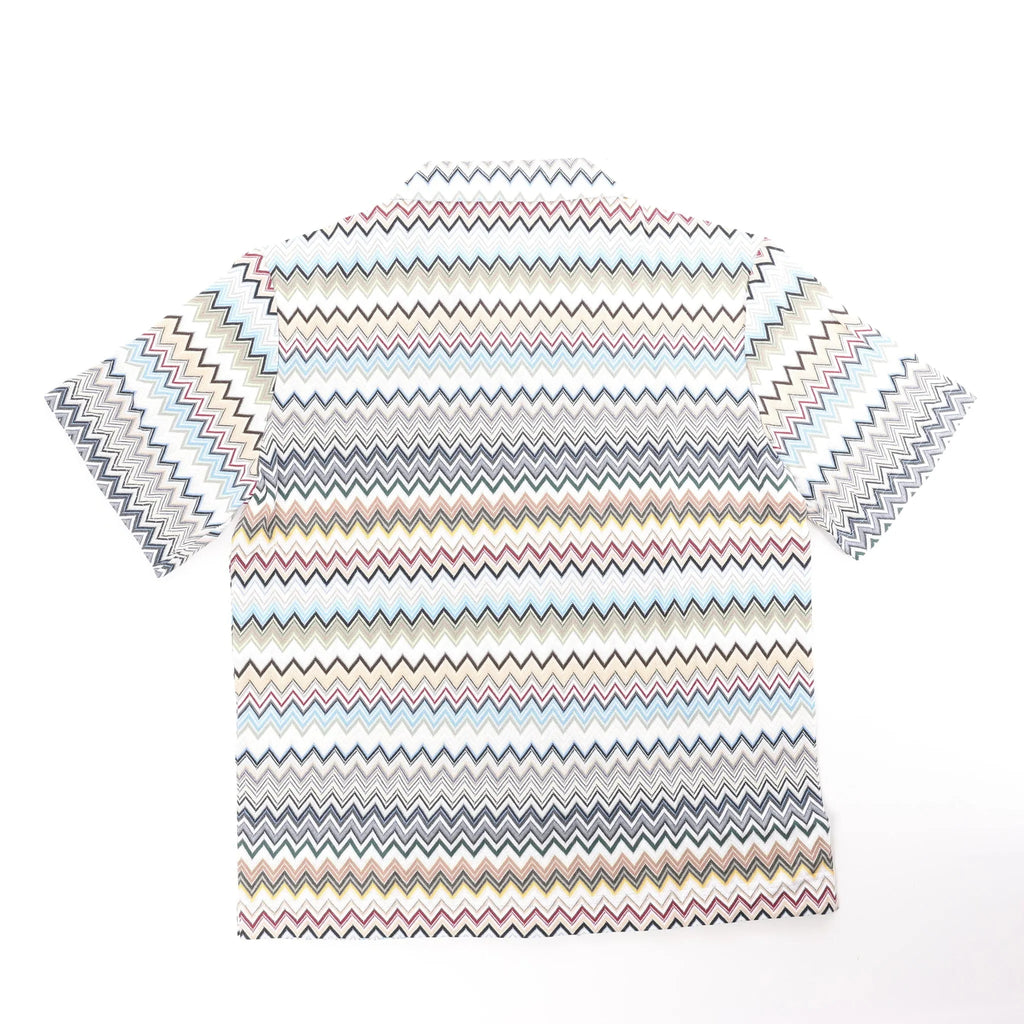 Missoni PATTERNED Short Sleeve Shirt in Gray x Multicolor, Size 48 IT