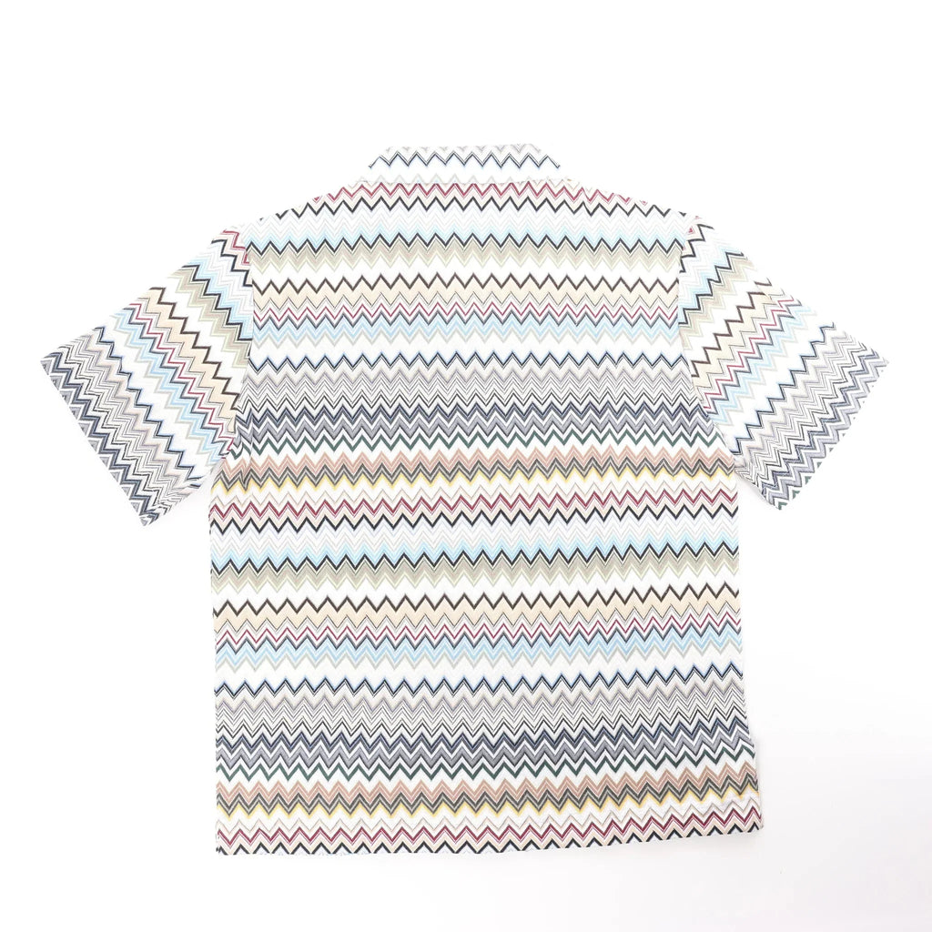 Missoni PATTERNED Short Sleeve Shirt in Gray x Multicolor, Size 48 IT