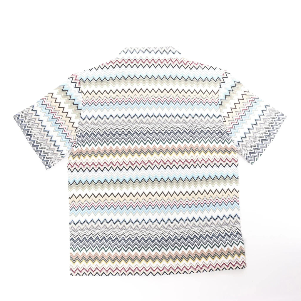 Missoni PATTERNED Short Sleeve Shirt in Gray x Multicolor, Size 48 IT