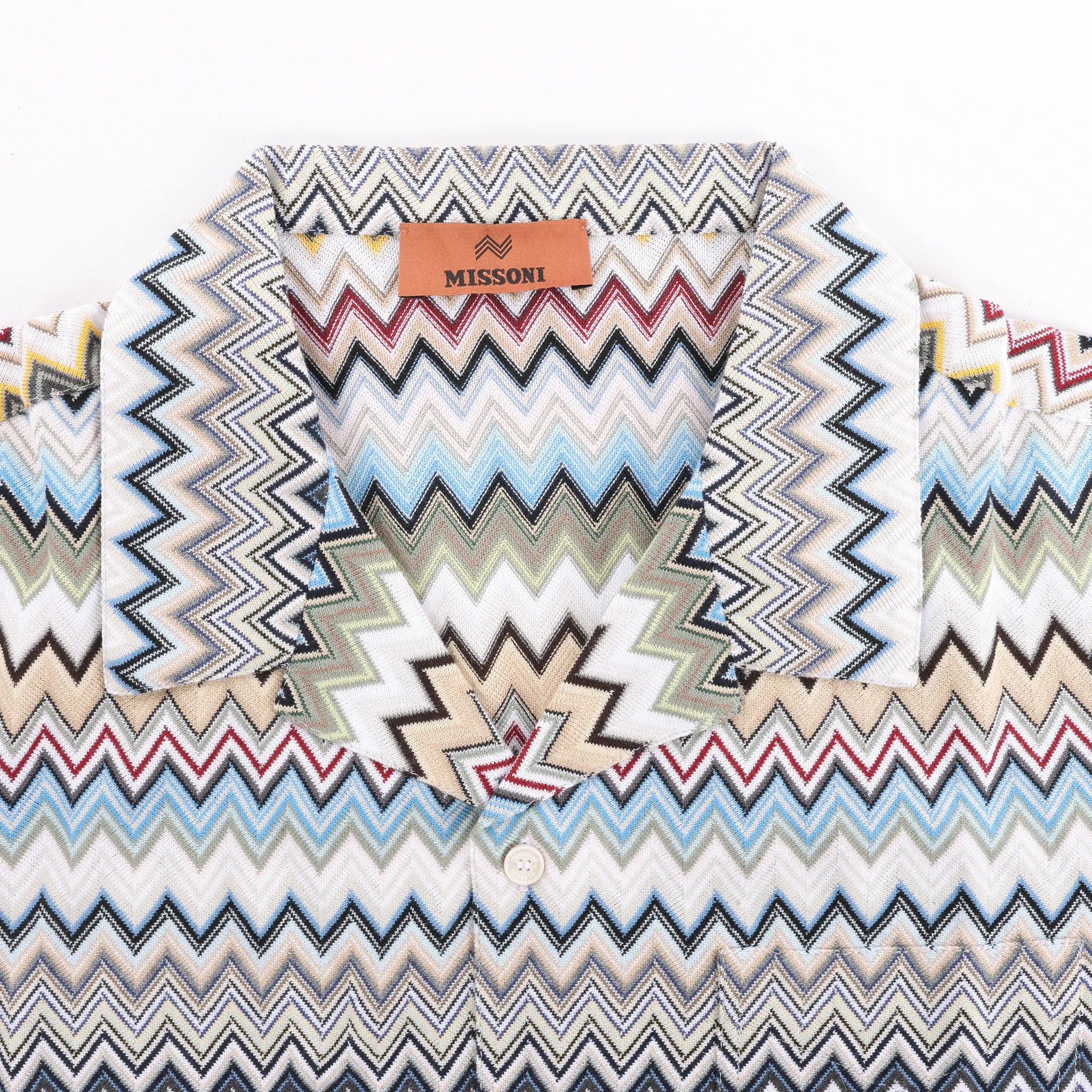 Missoni PATTERNED Short Sleeve Shirt in Gray x Multicolor, Size 48 IT