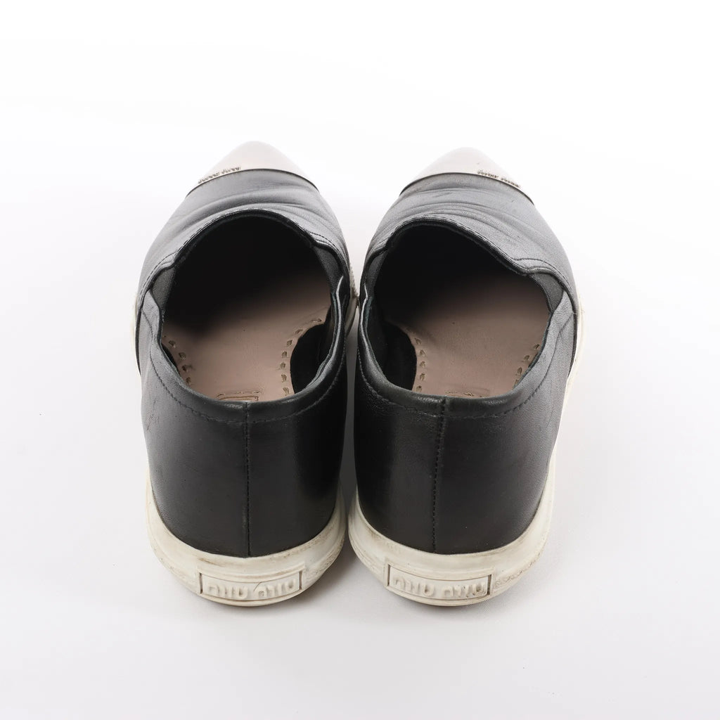 Miu Miu Leather Slip-on in Black 5S9010, Size 38.5 EU