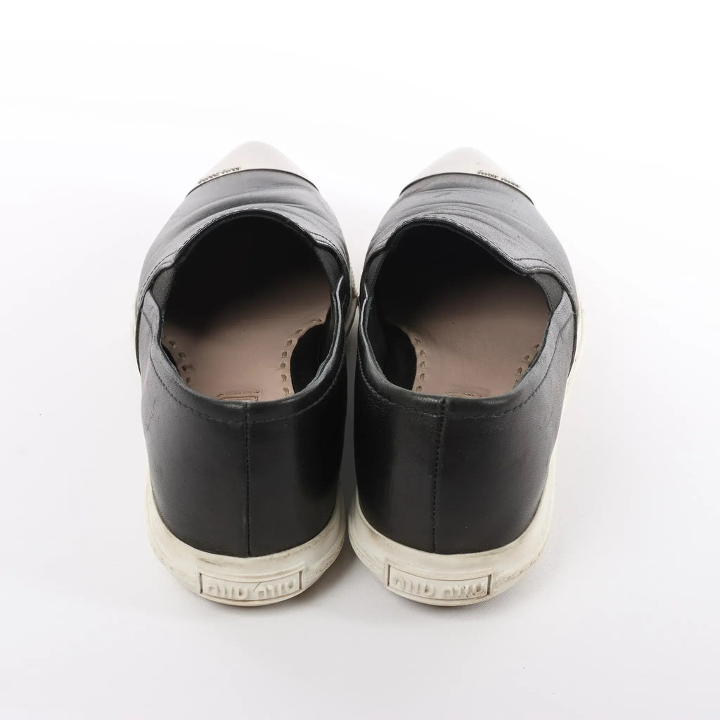 Miu Miu Leather Slip-on in Black 5S9010, Size 38.5 EU