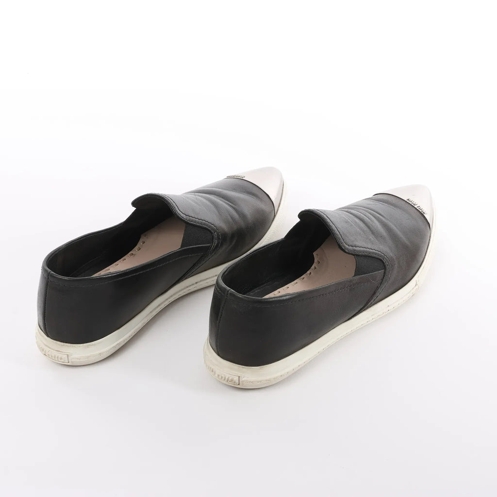 Miu Miu Leather Slip-on in Black 5S9010, Size 38.5 EU
