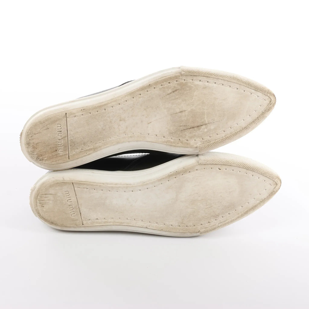 Miu Miu Leather Slip-on in Black 5S9010, Size 38.5 EU