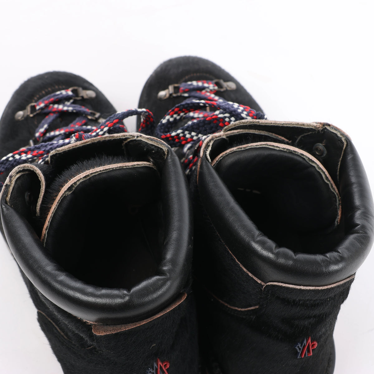 Moncler Leather & Cowhide Ankle Boots in Black, Size EU 44