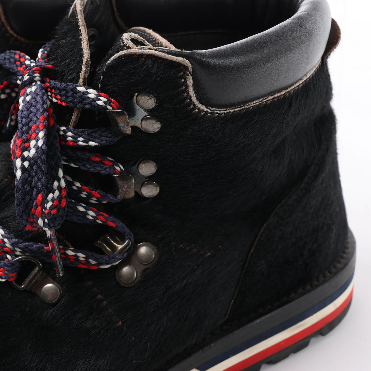 Moncler Leather & Cowhide Ankle Boots in Black, Size EU 44