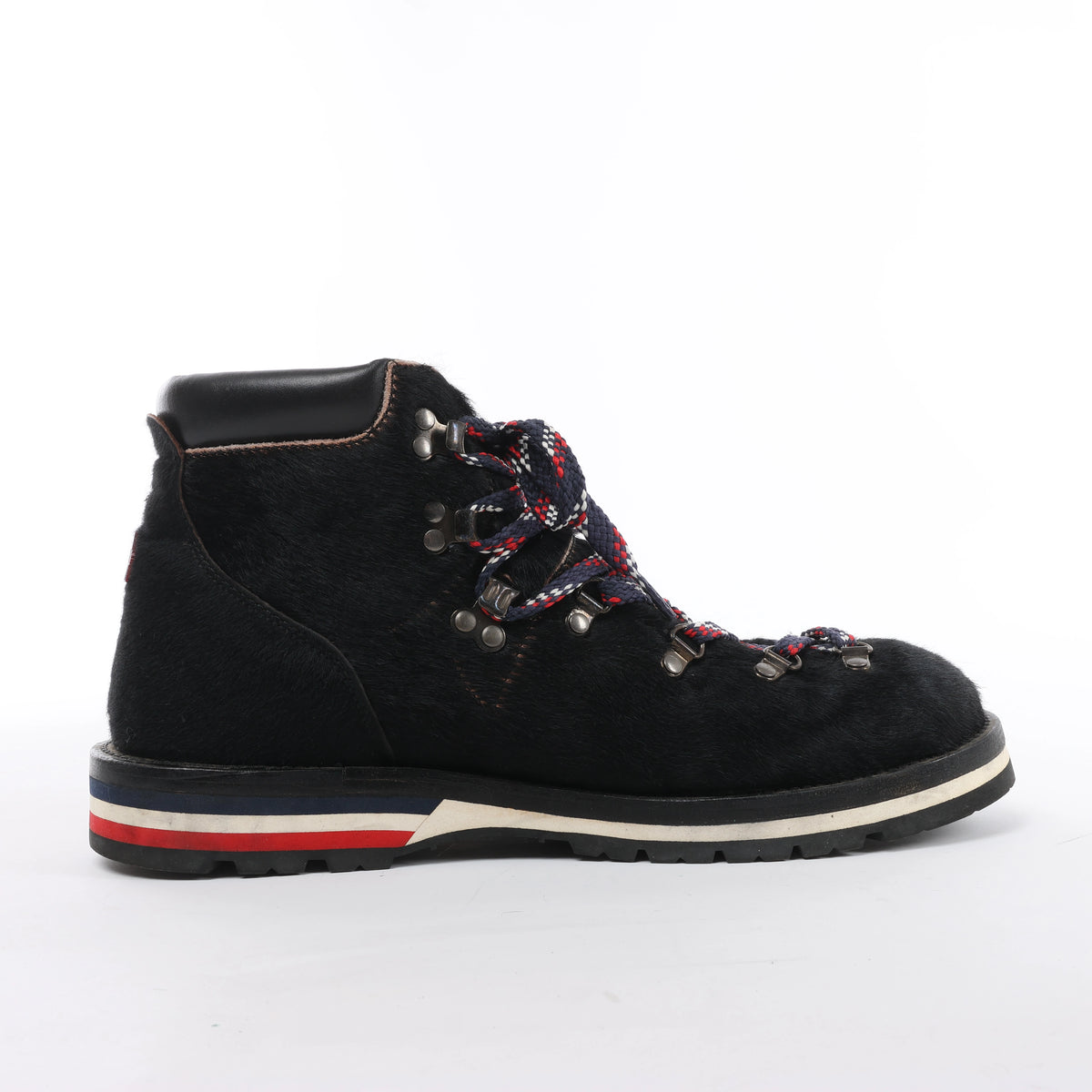 Moncler Leather & Cowhide Ankle Boots in Black, Size EU 44