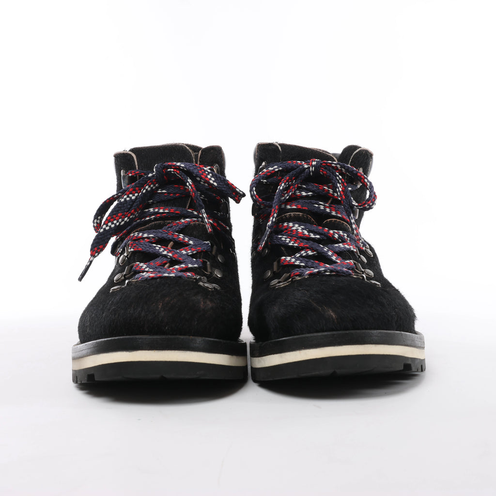 Moncler Leather & Cowhide Ankle Boots in Black, Size EU 44