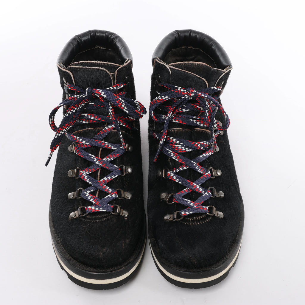 Moncler Leather & Cowhide Ankle Boots in Black, Size EU 44