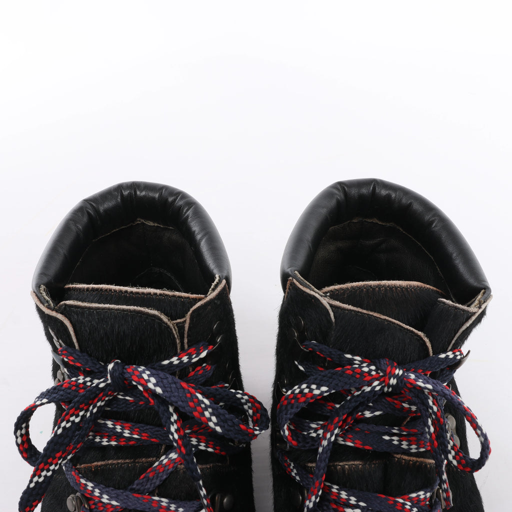 Moncler Leather & Cowhide Ankle Boots in Black, Size EU 44