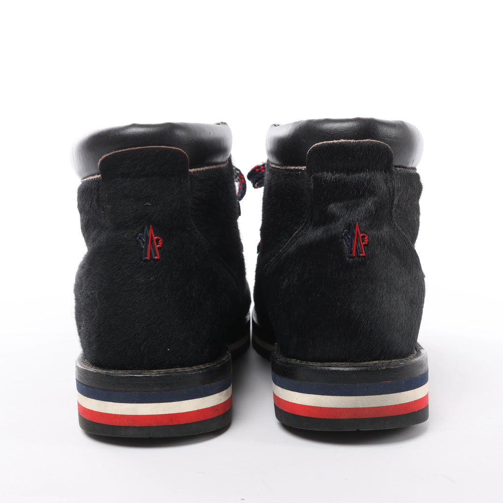 Moncler Leather & Cowhide Ankle Boots in Black, Size EU 44