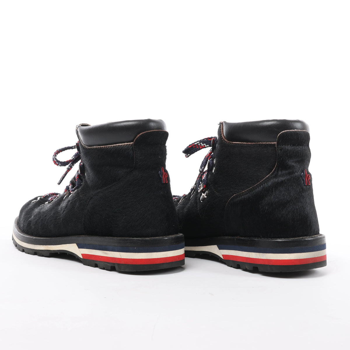 Moncler Leather & Cowhide Ankle Boots in Black, Size EU 44