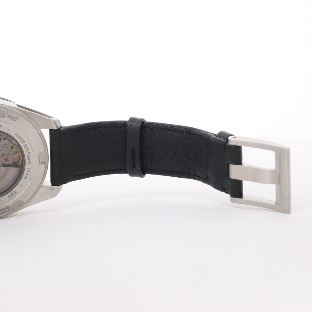 Montblanc Timewalker 7426 PLDH3H733 SS & Leather AT Black Dial Watch