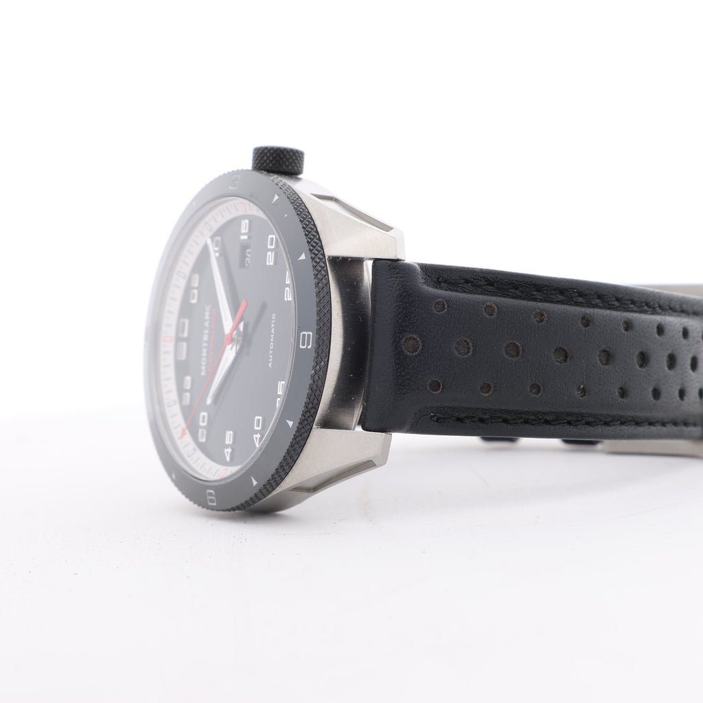 Montblanc Timewalker 7426 PLDH3H733 SS & Leather AT Black Dial Watch