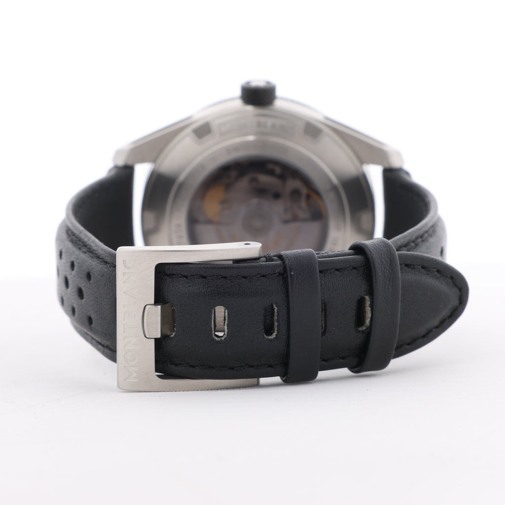 Montblanc Timewalker 7426 PLDH3H733 SS & Leather AT Black Dial Watch