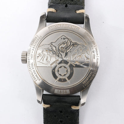 Montblanc Geosphere 119286 BBGJ3HDQ3 SS x Leather AT Watch with Black Dial