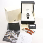 Montblanc Geosphere 119286 BBGJ3HDQ3 SS x Leather AT Watch with Black Dial