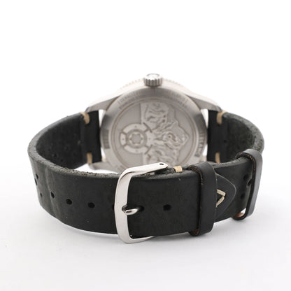 Montblanc Geosphere 119286 BBGJ3HDQ3 SS x Leather AT Watch with Black Dial