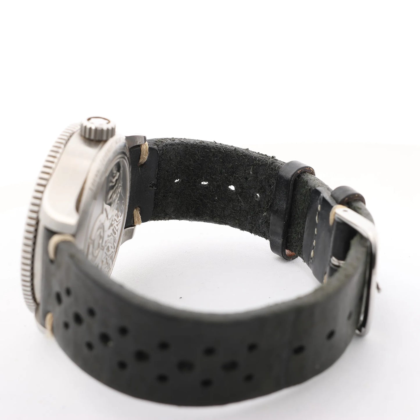 Montblanc Geosphere 119286 BBGJ3HDQ3 SS x Leather AT Watch with Black Dial