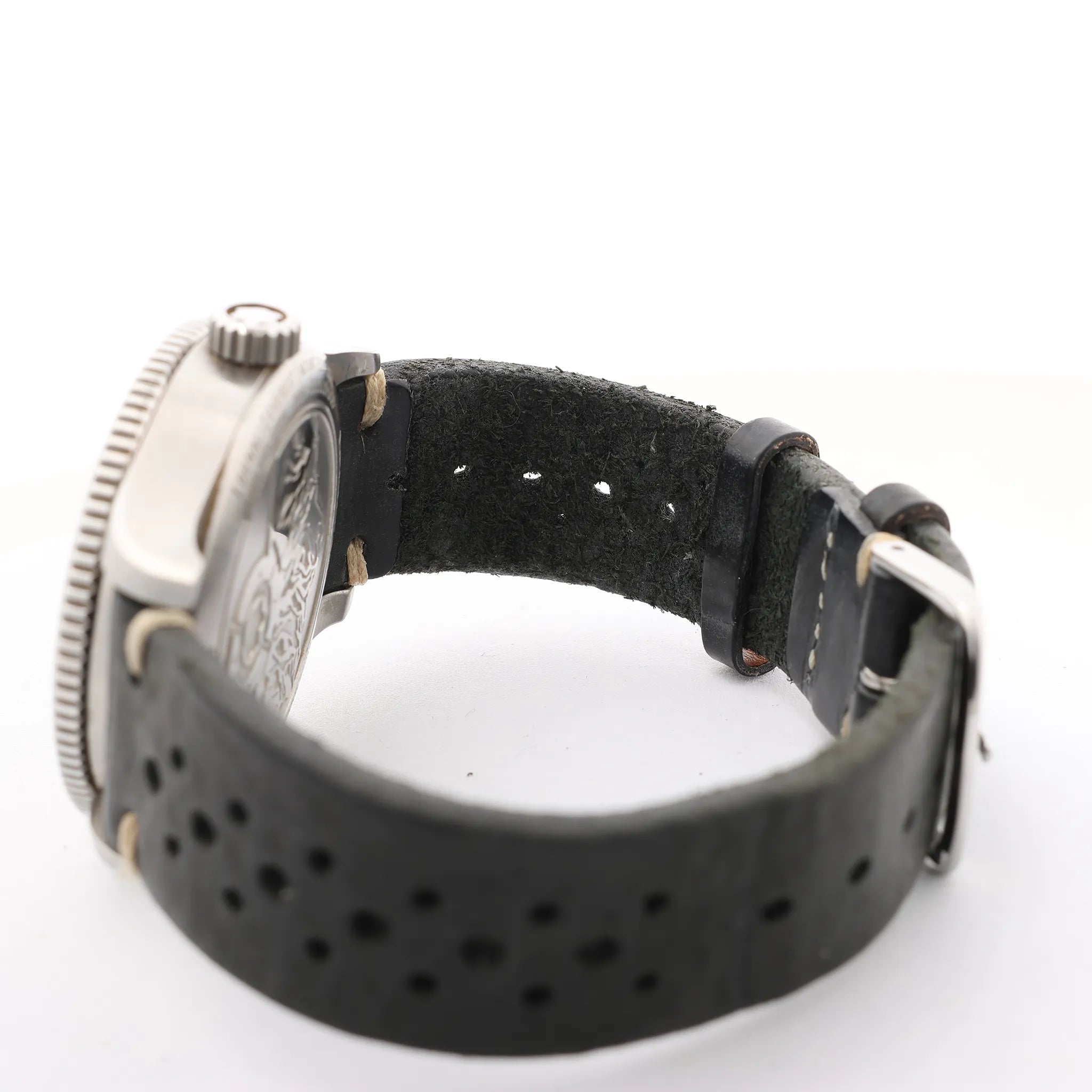 Montblanc Geosphere 119286 BBGJ3HDQ3 SS x Leather AT Watch with Black Dial