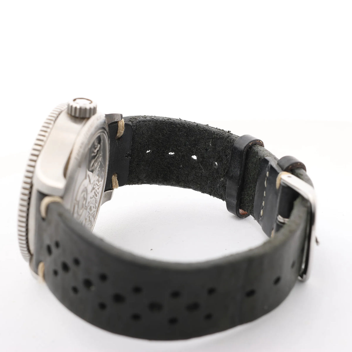 Montblanc Geosphere 119286 BBGJ3HDQ3 SS x Leather AT Watch with Black Dial