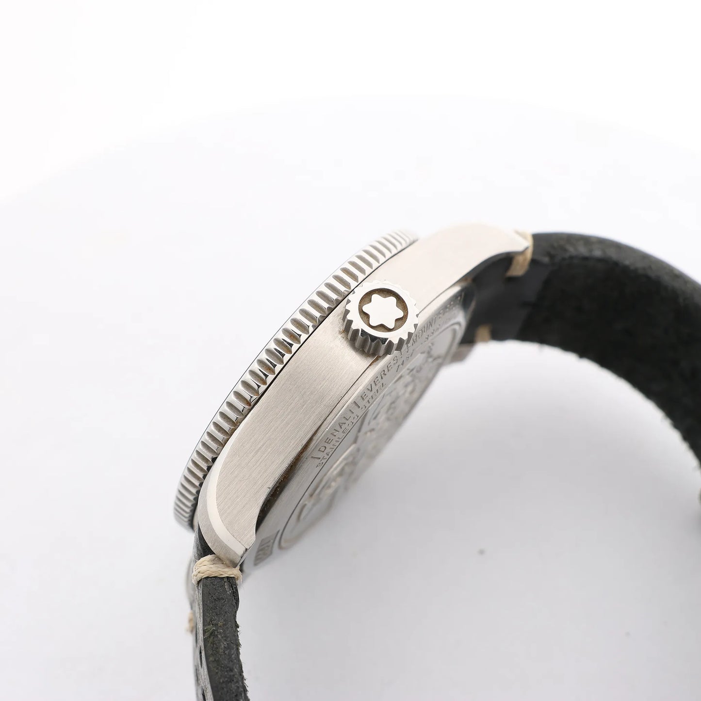 Montblanc Geosphere 119286 BBGJ3HDQ3 SS x Leather AT Watch with Black Dial