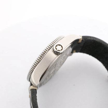 Montblanc Geosphere 119286 BBGJ3HDQ3 SS x Leather AT Watch with Black Dial