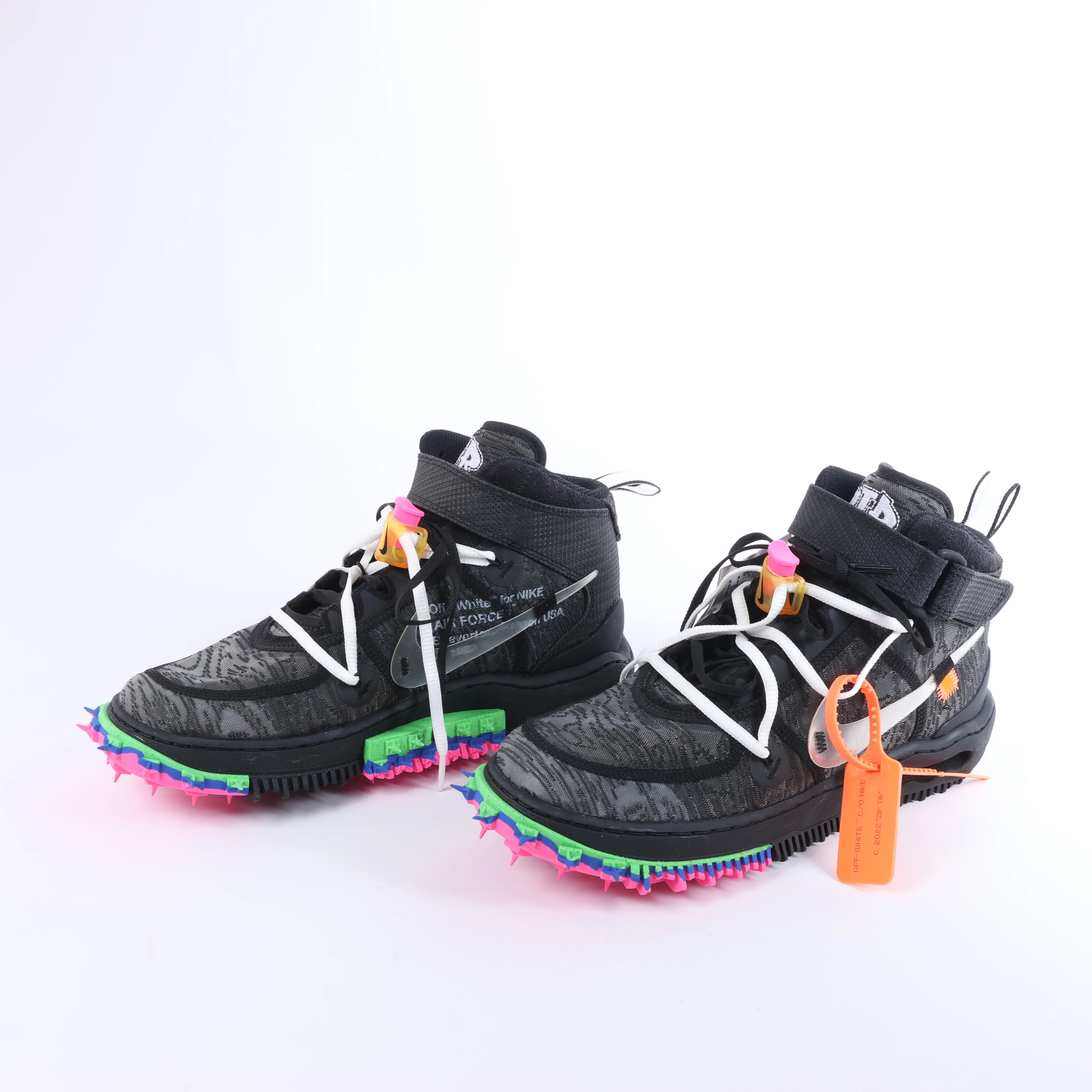 NIKE × OFF-WHITE AIR FORCE 1 MID Mesh High-top Sneakers in Black, Size EU 42