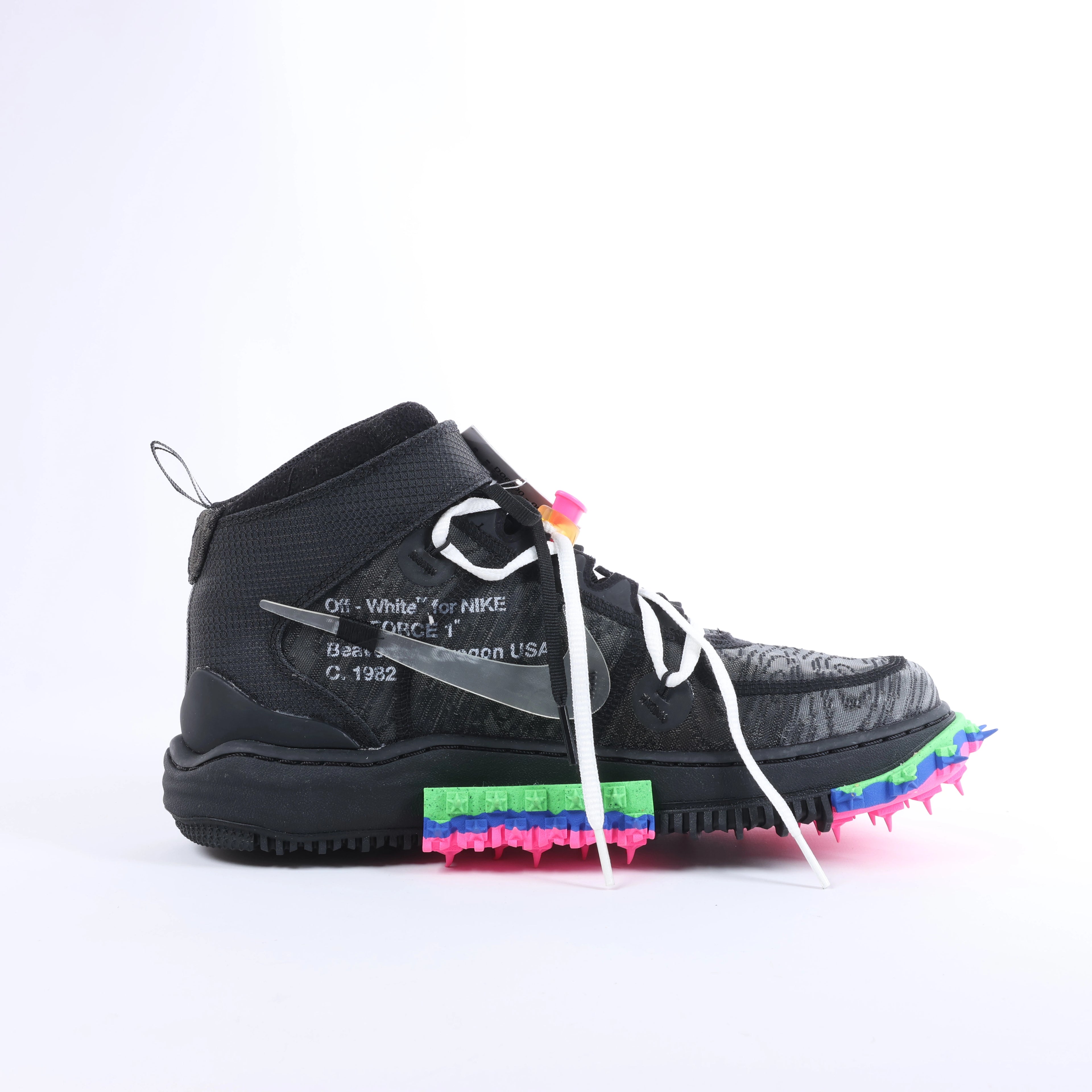 NIKE × OFF-WHITE AIR FORCE 1 MID Mesh High-top Sneakers in Black, Size EU 42