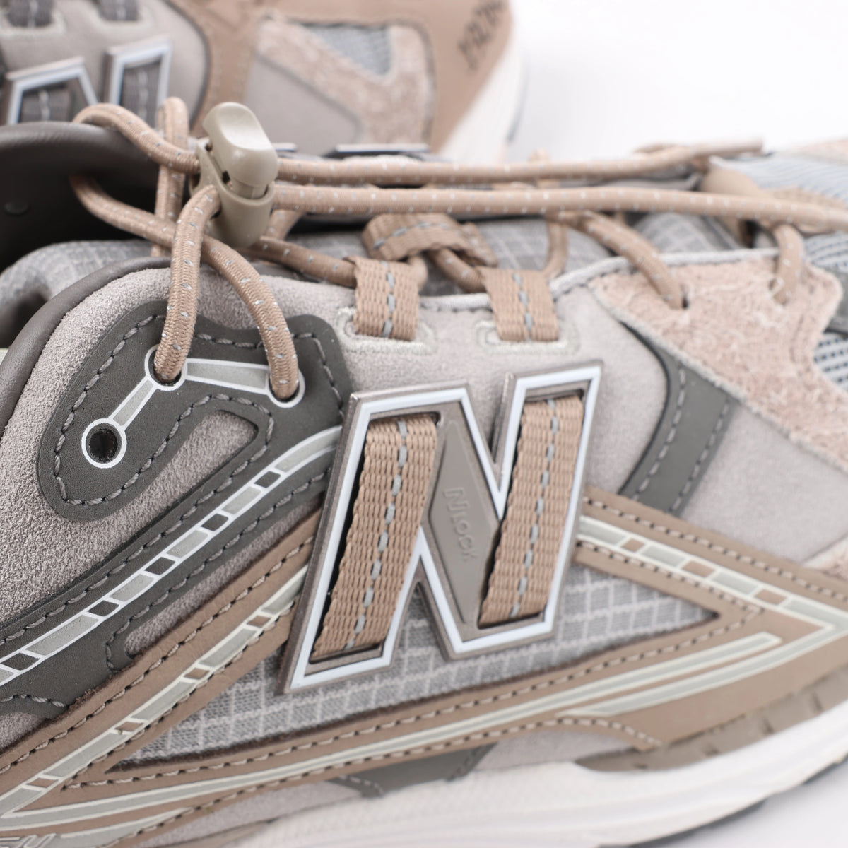 New Balance x N.HOOLYWOOD Leather x Fabric Sneakers in Gray x Brown M1906NIH