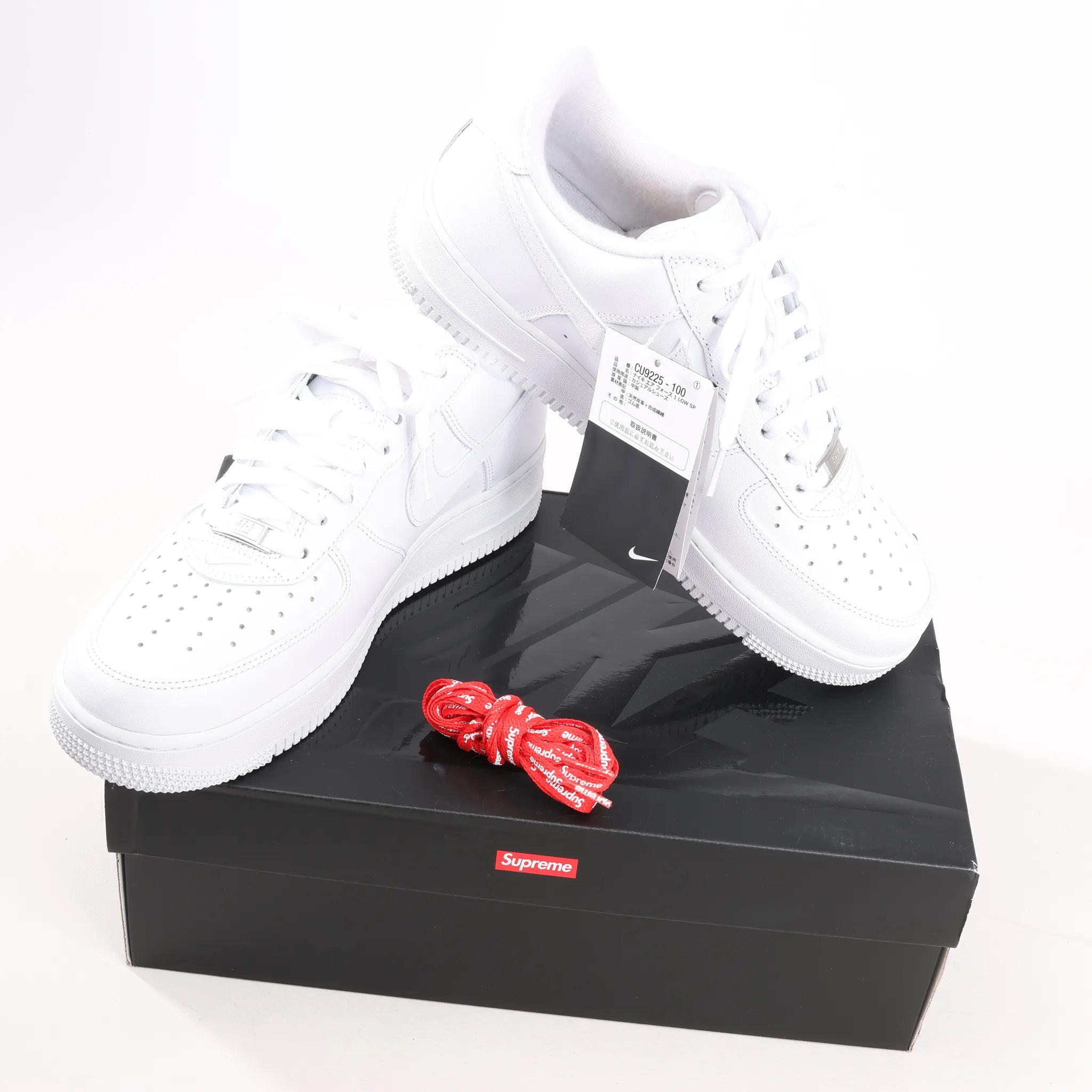 Nike x Supreme AIR FORCE 1 LOW SP Leather Sneakers in White CU9225-100, Size 43 EU