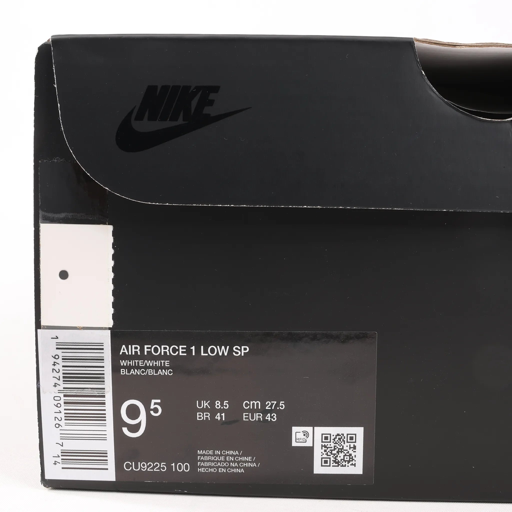 Nike x Supreme AIR FORCE 1 LOW SP Leather Sneakers in White CU9225-100, Size 43 EU