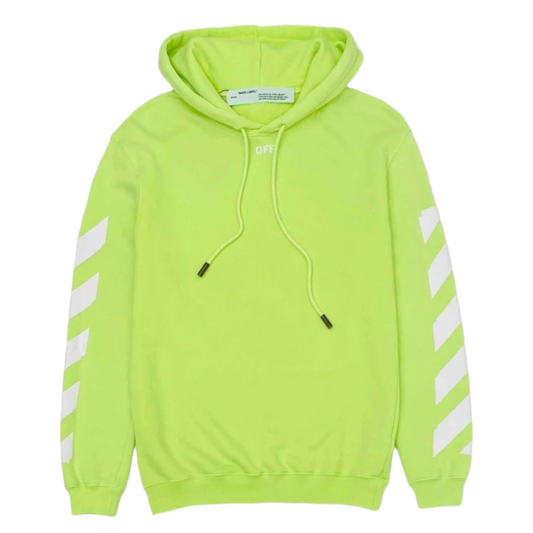 OFF-WHITE Arrow Logo Hooded Sweatshirt in Lime Green