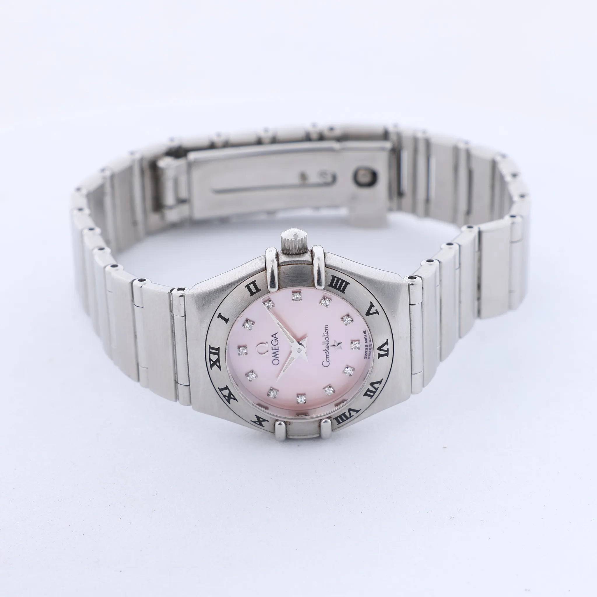 Omega Constellation 1562.65 55930509 SS QZ Watch with Pink MOP Dial