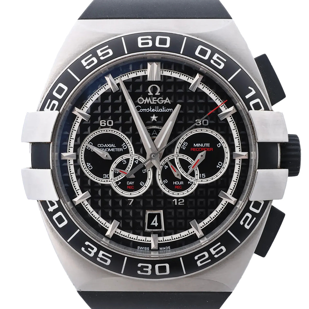 Omega Constellation Double Eagle 121.32.44.52.01.001 8507346 SS x Rubber AT Watch with Black Dial