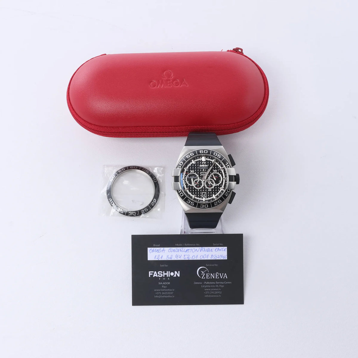 Omega Constellation Double Eagle 121.32.44.52.01.001 8507346 SS x Rubber AT Watch with Black Dial