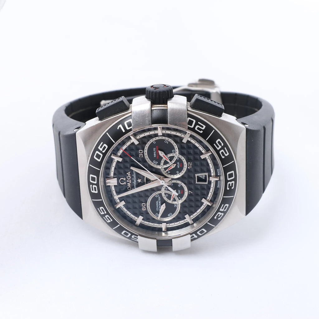 Omega Constellation Double Eagle 121.32.44.52.01.001 8507346 SS x Rubber AT Watch with Black Dial