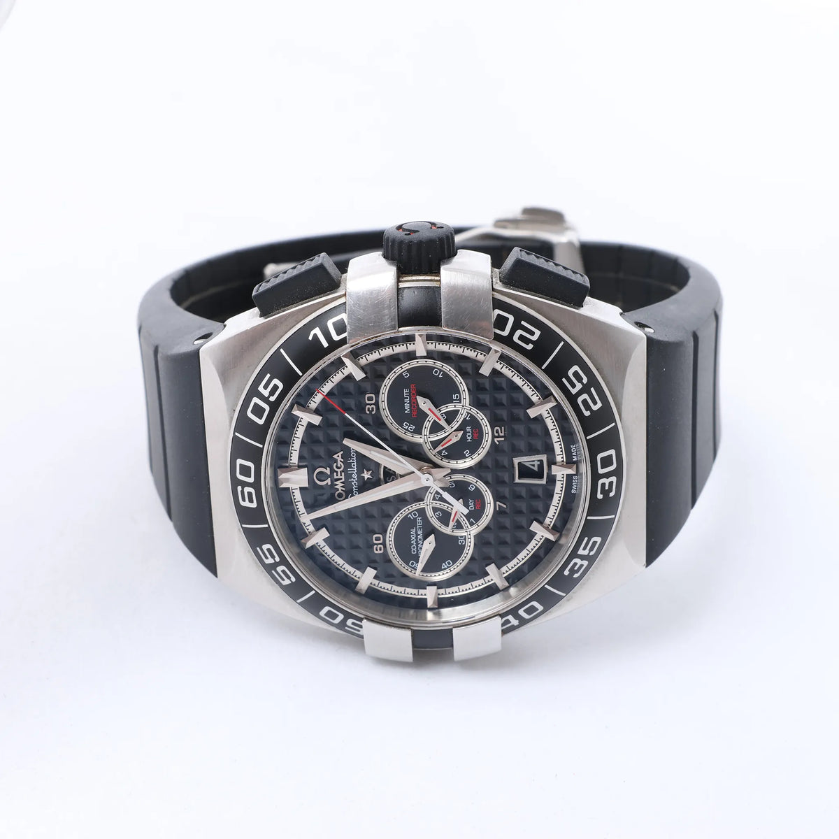 Omega Constellation Double Eagle 121.32.44.52.01.001 8507346 SS x Rubber AT Watch with Black Dial