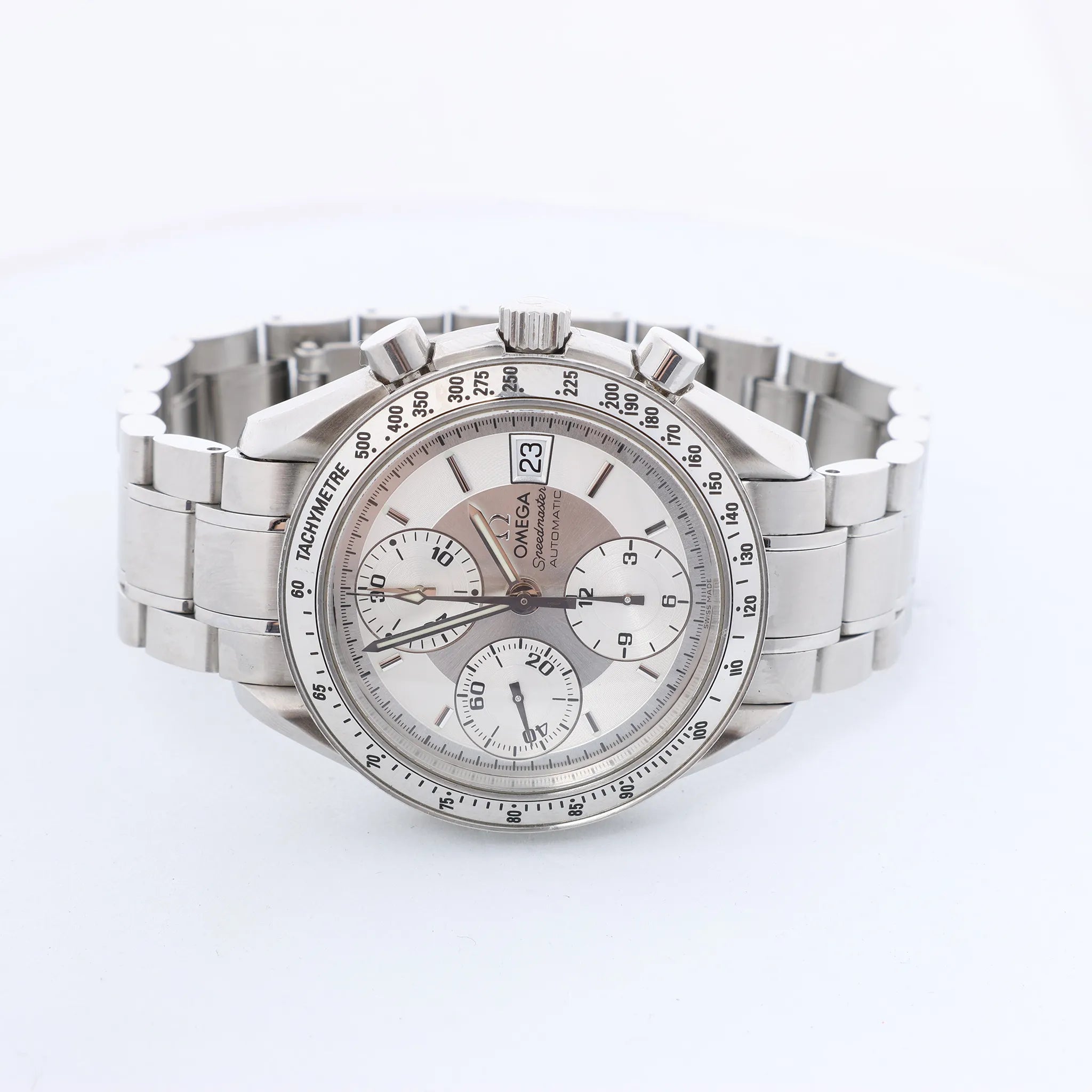 Omega Speedmaster Date Chronograph 3513.30 58461670 SS SS AT Watch with Silver Dial
