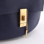 Chloe Drew Leather Chain Crossbody Bag in Navy Blue