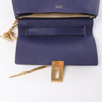 Chloe Drew Leather Chain Crossbody Bag in Navy Blue