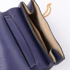 Chloe Drew Leather Chain Crossbody Bag in Navy Blue