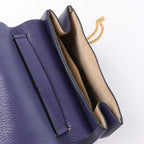 Chloe Drew Leather Chain Crossbody Bag in Navy Blue