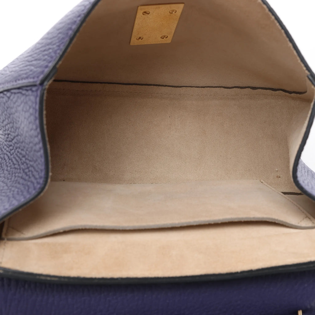 Chloe Drew Leather Chain Crossbody Bag in Navy Blue