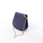 Chloe Drew Leather Chain Crossbody Bag in Navy Blue