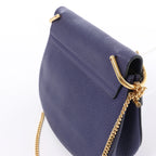 Chloe Drew Leather Chain Crossbody Bag in Navy Blue