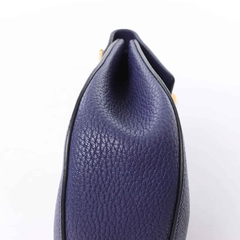Chloe Drew Leather Chain Crossbody Bag in Navy Blue