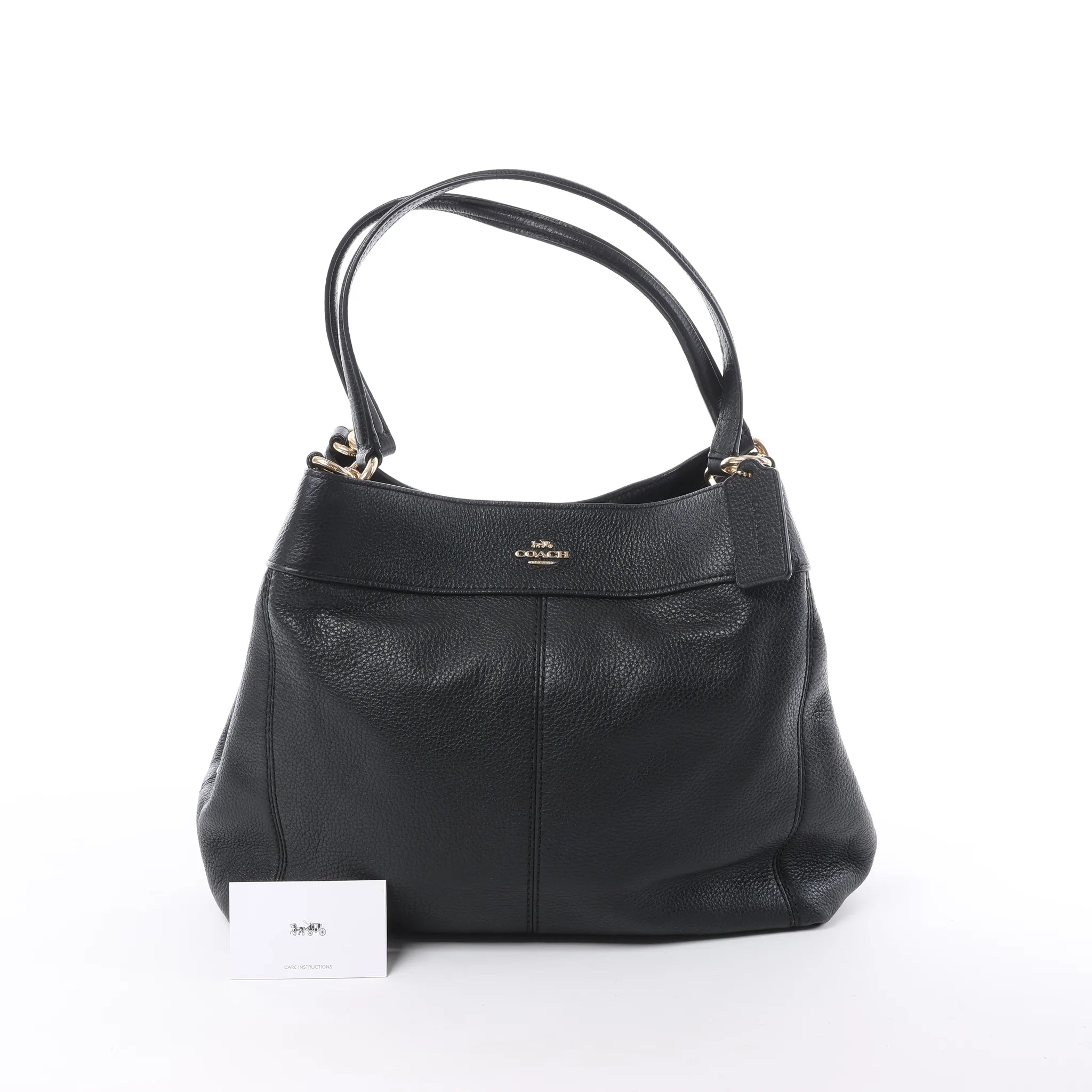 Coach Lexy Pebbled Leather Shoulder Bag in Black