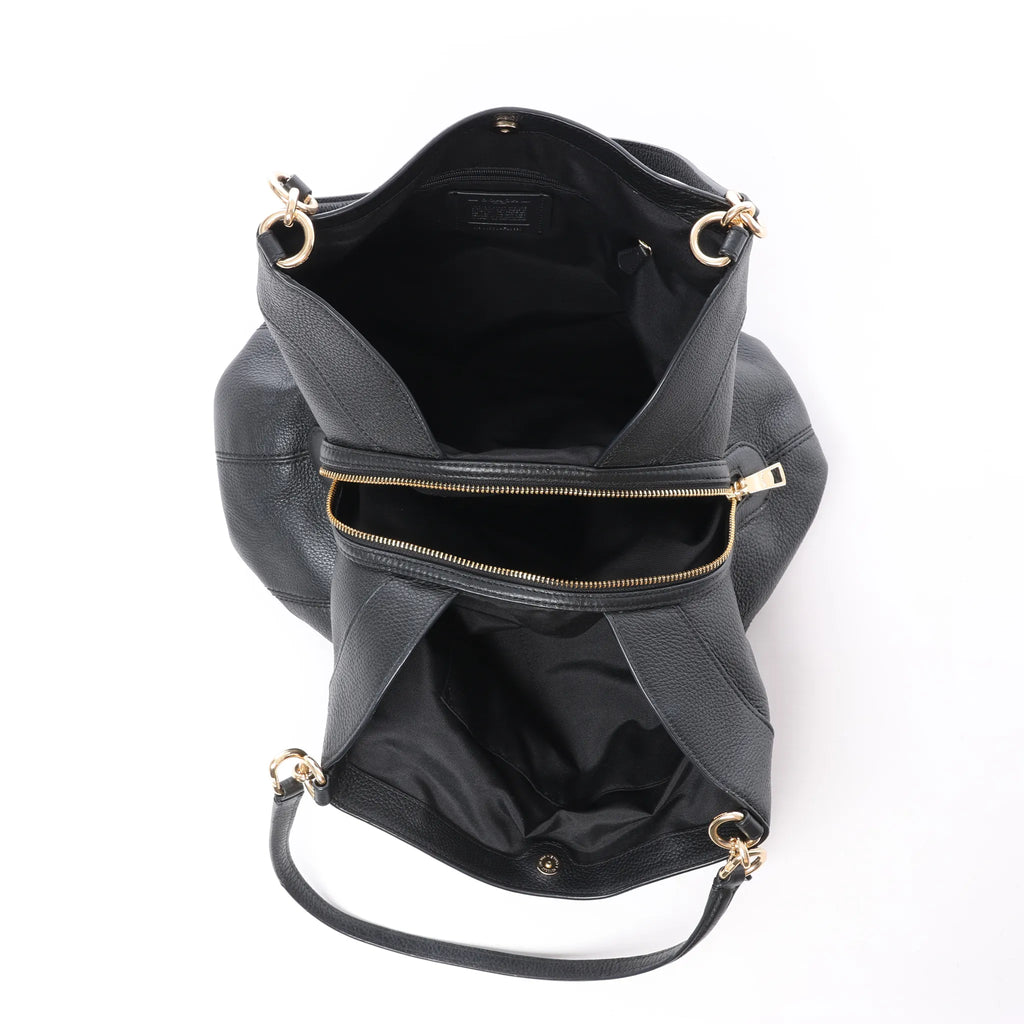 Coach Lexy Pebbled Leather Shoulder Bag in Black
