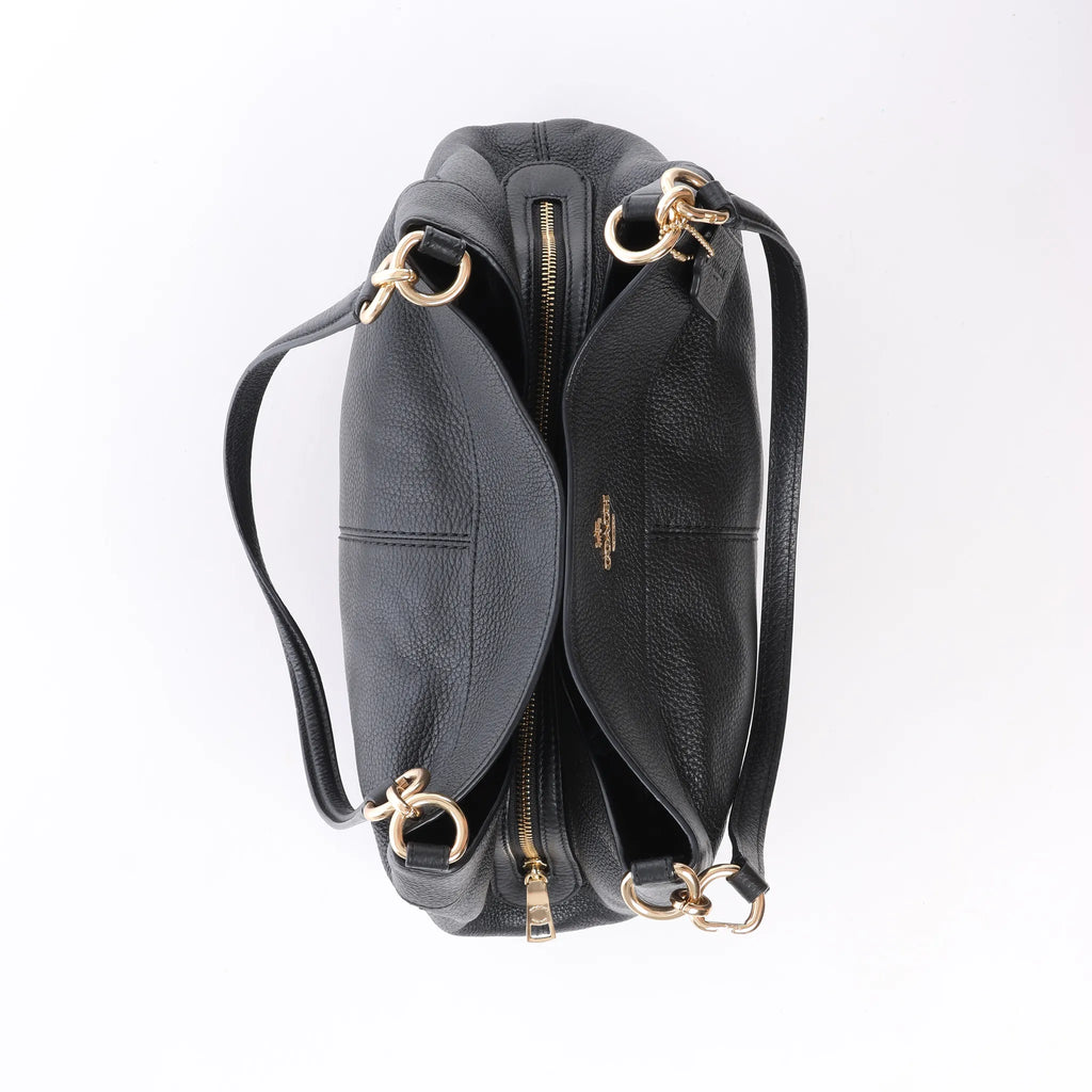 Coach Lexy Pebbled Leather Shoulder Bag in Black